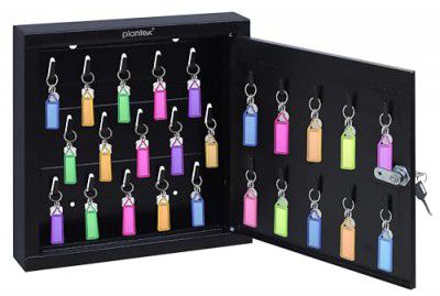 Plantex GI Metal Key Storage Box/Key Cabinet with 25 Key-Holders with Lock for Home/Key Holder for Home/Hotel/Companies/Office - Wall Mount (Black)