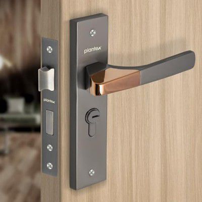 Plantex Heavy-Duty Door Lock Set - Main Door Lock Handle Set/ 6-Lever Lock Mechanism with 3 Years of Warranty (8114 - Satin Black & PVD Choco)