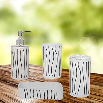 Plantex Plastic Bathroom Accessories Set Soap Dispenser/Toothbrush Holder/Tumbler Holder/Soap Dish - 4 Piece