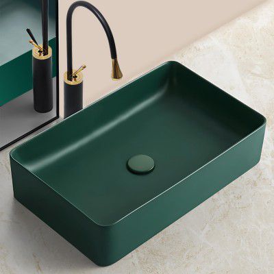 Plantex Rectangular Ceramic Wash Basin (Aqua Green) (13 x 23 x 4 Inch)