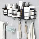 Plantex Self Adhesive Bathroom Shelf for Wall/Shelf Organizer/Kitchen Shelf with Magic Stickers - Pack of 1 (Black, Powder Coated)...