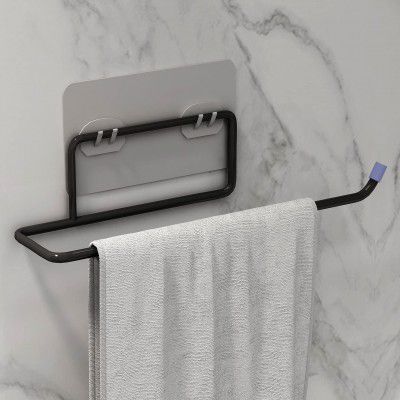 Plantex Self Adhesive GI Toilet Paper Roll Holder Toilet and Bathroom (Black - Pack of 1)
