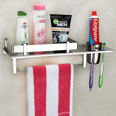 Plantex Stainless Steel 3 in 1 Multipurpose Bathroom Shelf / Rack