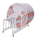 Plantex Stainless Steel Square Plate Rack| Dish Rack| Thali Stand| Dish Stand| Plate Fixer| Plate Holder(Finish-Chrome)...
