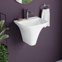 Plantex Wash Basin/Ceramic Wall Hung Half Pedestal Washbasin (White - 16 x 14 x 14 Inch)...