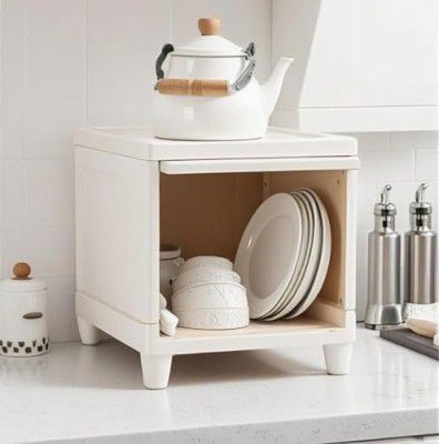 Ticoh Stackable Plastic 1-Tier Countertop Storage Rack for Corners