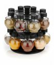 Plastic 360 Revolving Tiered Shelf Spice Container Set Of 16 (Transparent, 125Ml Each)...