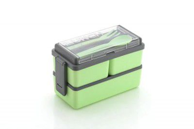 Plastic Lunch Box Comes with 3 Detachable Box, 2 Spoons