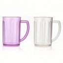 Plastic Smoothie Mugs Set, Clear and Colored, 16 oz Capacity, Durable Handles, Pack of 2...