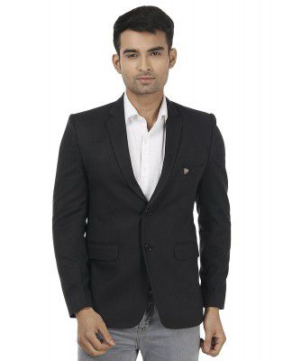 PLATINUM STUDIO Mens Notch Lapel Regular Fit Blazer (BZ-783-BLK-36_Black_36)
