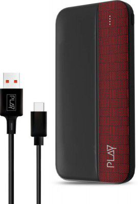 PLAY 10000 mAh 22.5 W Power Bank  (Black-Red, Lithium Polymer, Fast Charging, Power Delivery 3.0, Quick Charge 3.0 for Laptop, Mobile)