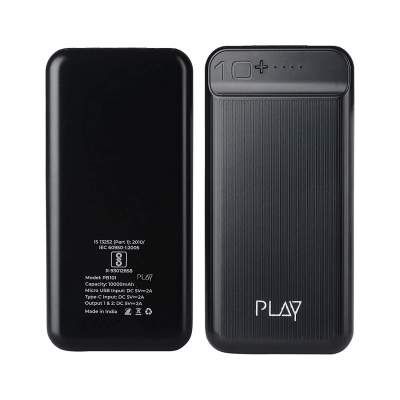 World Of PLAY 10000mAh Power Bank PBA10 (Black) with Li-Polymer Batteries and Fast Charging