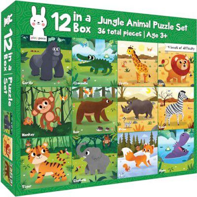 Play Poco 12 in 1 Animal Puzzles for Kids - Ages 1 to 5 - Preschool Educational Activity for Kids – 2, 3, 4 Piece Puzzles with Increasing Level of Difficulty for Greater Skill Building