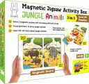 Play Poco Magnetic Jigsaw Puzzles Jungle Animals Activity Box with 3 Magnetic Puzzles, Magnetic Board, Learn to Draw, 50+ GK Facts Book...
