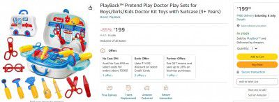PlayBack Pretend Play Doctor Play Sets for Boys/Girls/Kids Doctor Kit Toys with Suitcase (3+ Years)