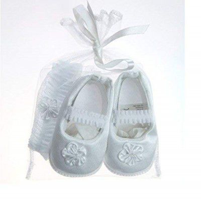 Playette Occasion Satin Shoe and Headband Gift Set (White)