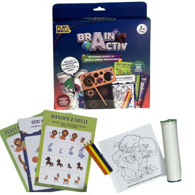 PlayMagic BrainActiv Kaleidoscope Making DIY Kit for Kids 3+|Magical Pattern Creation Kit|2 Kaleidoscopes, Scratch Sheets