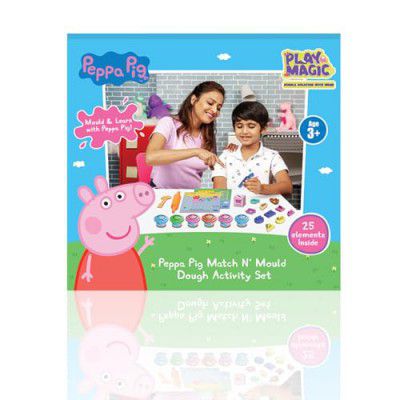 PlayMagic Peppa Pig Soft Dough Match N' Mould Cube Activity Set with Moulding Lid|Pack of 6 Tubs 50gm Each