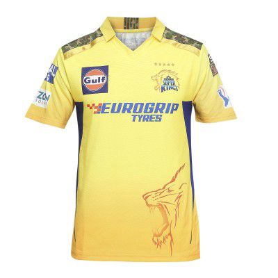 playR Kids IPL 2024 Chennai Super Kings Plain Match Jersey Half Sleeve