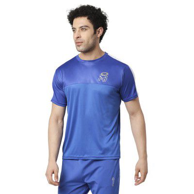 playR X Mumbai Indians Men's Solid Regular Fit T-Shirt (PRMI23-FT-02_Blue/Royal/White