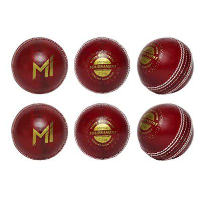playR x Mumbai Indians Super Tournament Leather Ball Pack of 6 - Red