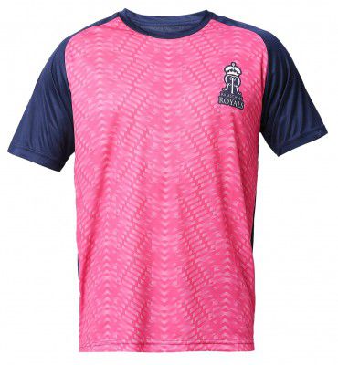 playR x Rajasthan Royals Unisex Kid's Regular Fit T-Shirt (PRRR23-206TK_Bright Pink