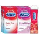 Pleasure Packs (Durex Extra Thin 10s, Extra Ribbed 10s, Extra Thin 10s, Extra Ribbed 10s, Strawberry 50 ml)...