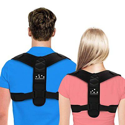 PLETHEON Neoprene Posture Corrector Belt For Men&Women-Back Brace Adjustable Straightener For Mid Upper Spine Support-Neck,Shoulder,Clavicle&Back Support Free Size