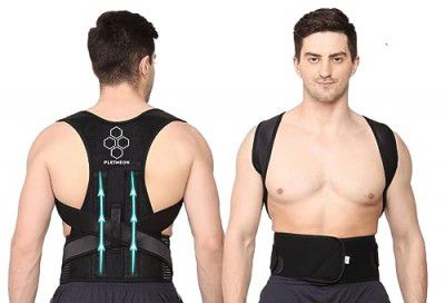 PLETHEON Neoprene Premium Back Brace Posture Corrector Shoulder Belt (Tummy Size In Inches 28-44)