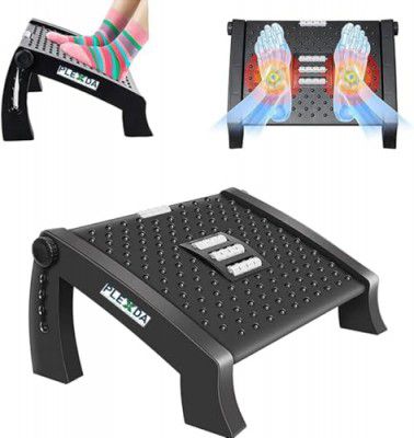 Plexda Adjustable Foot Rest for Office Chair with Massage Texture and Roller | Ergonomic Footrest Under Desk with 6 Heights 