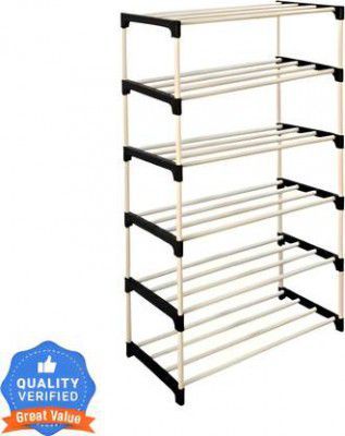 Plexus enterprises 6 layer Heavy Metal PIPE SHOE STAND Plastic Shoe Stand  (Black, 6 Shelves, DIY(Do-It-Yourself))