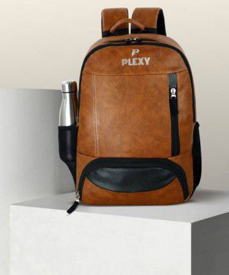 PLEXY  Medium 30 L Laptop Backpack 30L LAPTOP FAUX LEATHER WEEDY BAGPACK  (Tan)