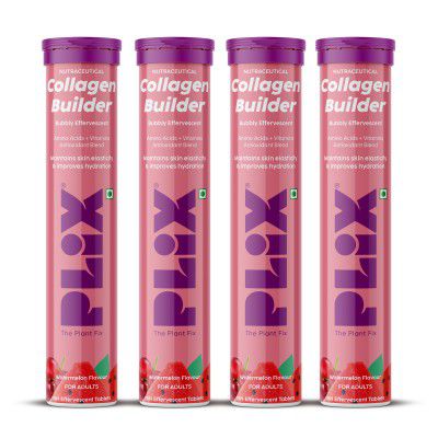 PLIX - THE PLANT FIX Collagen Builder Bubbly Effervescent-15 Capsules (Pack Of 4,Watermelon) 