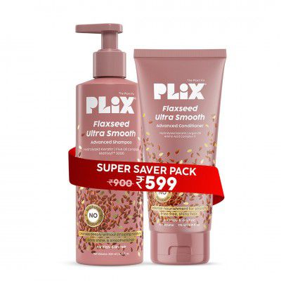 PLIX - THE PLANT FIX Flaxseed Ultrasmooth Advanced Shampoo & Conditioner Combo 