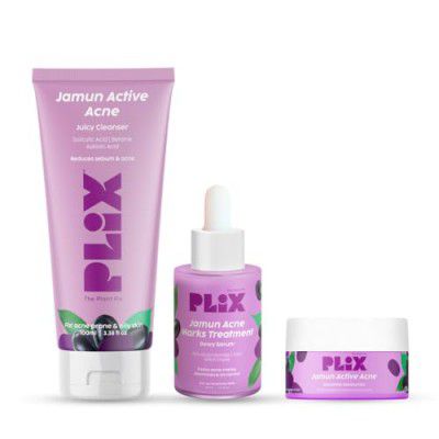 PLIX - THE PLANT FIX Jamun 10% Niacinamide Face Serm 30ml, jamun facewash With Smoothie Moisturizer (100ml + 30ml + 50g) 
