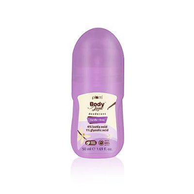 Plum BodyLovin' Vanilla Vibes Underarm Roll On for Women | Last Up to 48H | 4% Lactic Acid & 1% Glycolic Acid | Controls Odor & Fades Underarm Darkness | Warm Vanilla Fragrance Underarm Roll On | 