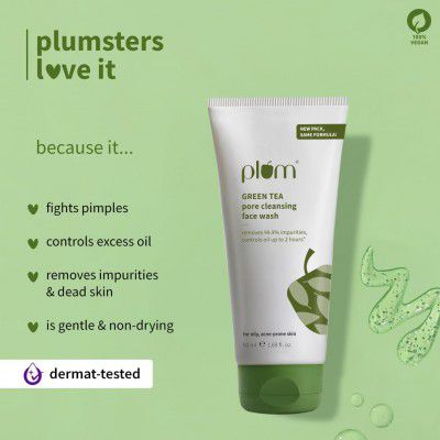 Plum Green Tea Pore Cleansing Face Wash for Oily, Acne Prone, Dry & Combination Skin | 50ml