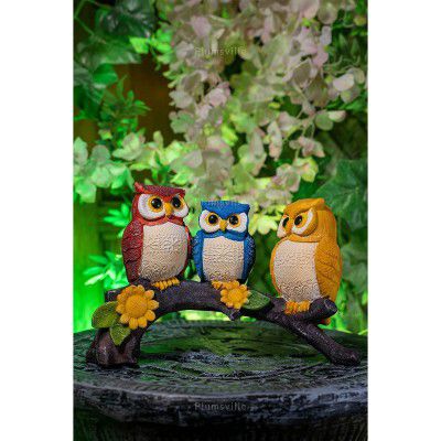 Plumsville™ Resin Bird Owl Family Figurine Sitting on Tree Branch Showpiece Statue Home Decor Table Shelf Decor Living Room Decorative Fang sue Traditional Positive Vibes Birthday