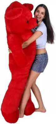 Plushie 4 Feet Se Toda Chota Very Cute Long Soft Hugable Teddy Bear Best (Red)