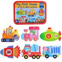 PLUSPOINT 6-in-1 Toddler Fun Cartoon Animals,Transport,Birds,Insects Jigsaw Early Educational Toy Puzzle Game Box for Kids Gift (Transport)...