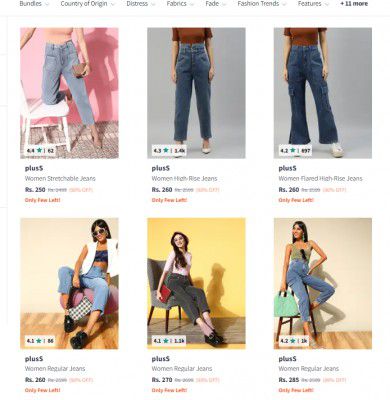 Upto 90% OFF - Pluss Jeans | Starts At Rs.250