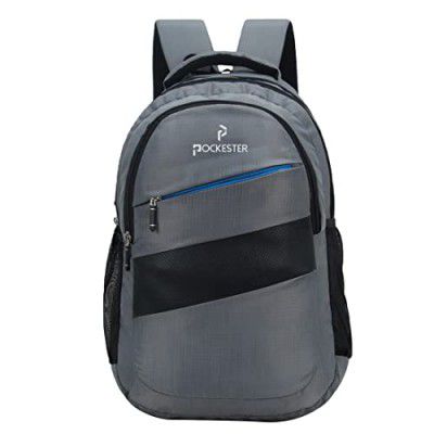 Pockester 35L Water Resistant Large Laptop/Office/College/School/Travel Casual Design Unisex Backpack (Fits up 15.6 inch laptop) (Grey)