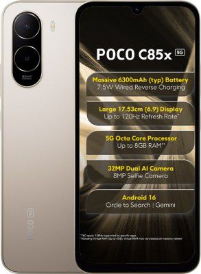 POCO C85x (Sunset Gold, 128 GB + 4 GB RAM)