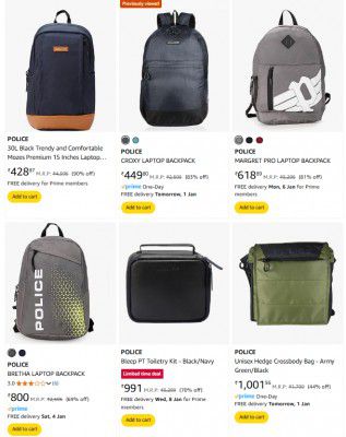 Upto 85% off Police Backpacks | starting From Rs.359