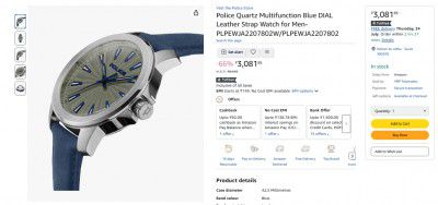 Police Quartz Multifunction Blue DIAL Leather Strap Watch for Men-PLPEWJA2207802W/PLPEWJA2207802