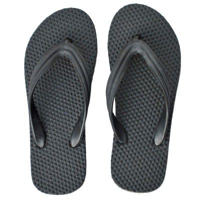 POLITA Mens Black Health Flip Flops & Slippers