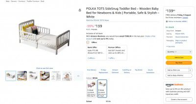 POLKA TOTS SideSnug Toddler Bed – Wooden Baby Bed for Newborns & Kids