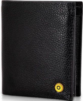 POLLSTAR Men Travel Black Genuine Leather RFID Wallet - Mini  (9 Card Slots)