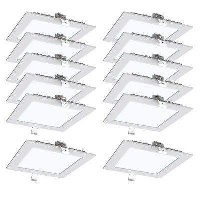 Polycab 18W LED Panel Light Scintillate Edge Slim Square Smart Offers Bright Lumination Long Lifespan No Harmful Radiation (Cool White, 6500K, 12 PCS, Cut Out: 7.79 inches)