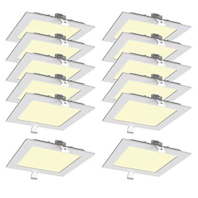 Polycab 18W LED Panel Light Scintillate Edge Slim Square Smart Offers Bright Lumination Long Lifespan No Harmful Radiation (Warm White, 3000K, 12 PCS, Cut Out: 7.79 inches)